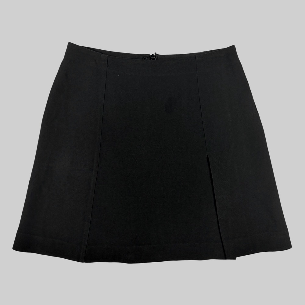 Emporio Armani Mini Skirt 2000's Womens 4 Black Slit A-Line Made in Italy